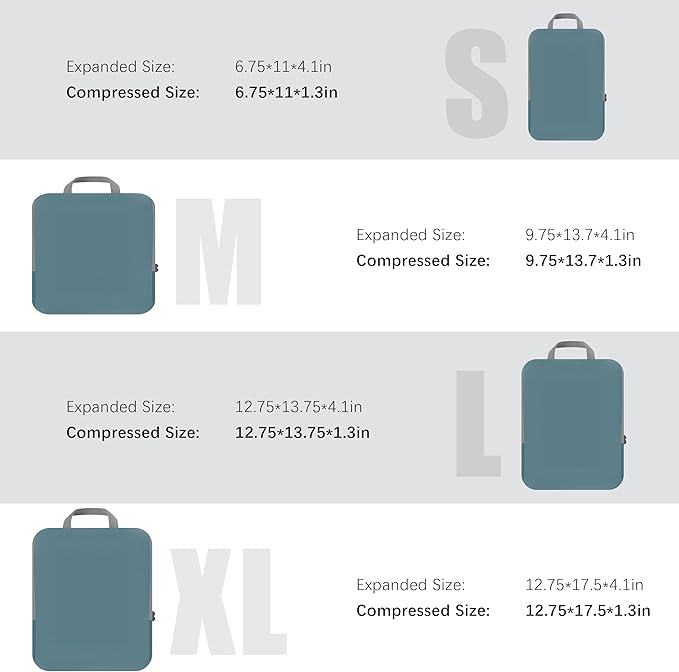 PANDA JOYS 4 Set Compression Packing Cubes Travel - Travel Accessories Expandable Packing Organizers for Carry On - Essential