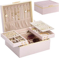 Lolalet Jewelry Box Organizer for Women Girls, 2 Layer Jewelry Organizers and Storage for Necklace Earrings Rings Bracelets, 