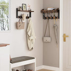 Evermagin 35" Coat Rack Wall Mount with Shelf, 4 in 1 Coat and Key Hanger with 13 Metal Hooks, Entryway Wall Mounted Shelf wi