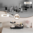 Makeup Organizer Countertop for Vanity with 360 Rotating Perfume Trays, 7-Compartment Skincare Organizers and Make Up Desk St