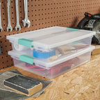 Sterilite 24-Pack Clip Box, Stackable Clear Plastic Bins with Latching Lids, Large - Writing, Arts or Crafts Supplies Storage