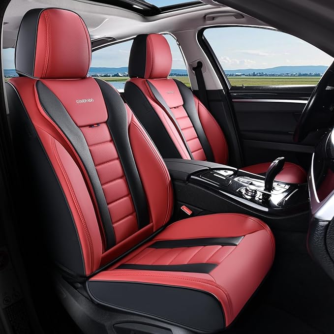 Coverado Car Seat Covers Full Set, Seat Covers for Cars, Front Seat Covers and Back Seat Cover Waterproof Leather Automotive 