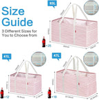 LHZK Standing Extra Large Utility Tote Bag with Metal Wire Frame and the Sides Rinforced, Extra Large Tote Bag with Handle,