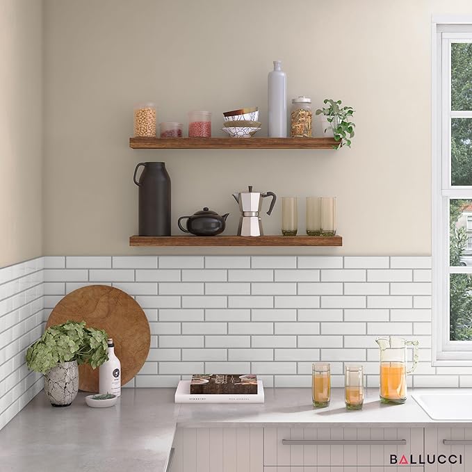 Ballucci Floating Shelves, 36" Wood Wall Shelf Set of 2, with Invisible Brackets for Bathroom, Living Room, Bedroom, Kitchen,