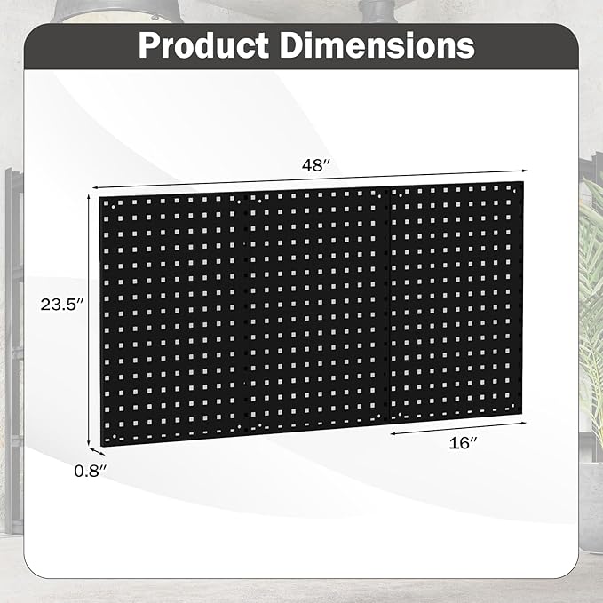 Goplus Garage Pegboard, Metal Pegboard Tool Organizer Kit with 3 Pegboards & 28 Pcs Hanging Accessories, Heavy Duty Wall Orga