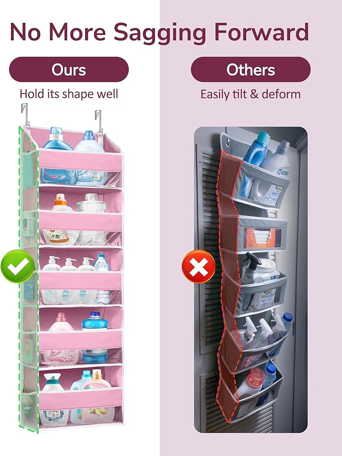 ULG 1 Pack Over Door Organizer with 5 Large Pockets 10 Mesh Side Pockets, 44 lbs Weight Capacity Hanging Storage Organizer wi