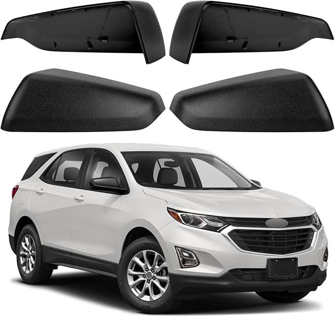 Driver & Passenger Side Mirror Cover Replacement for Chevrolet Equinox 2018-2023, for GMC Terrain 2018-2023 - Left & Right Side Mirror Covers, Rear View Mirror Cap Accessories Textured