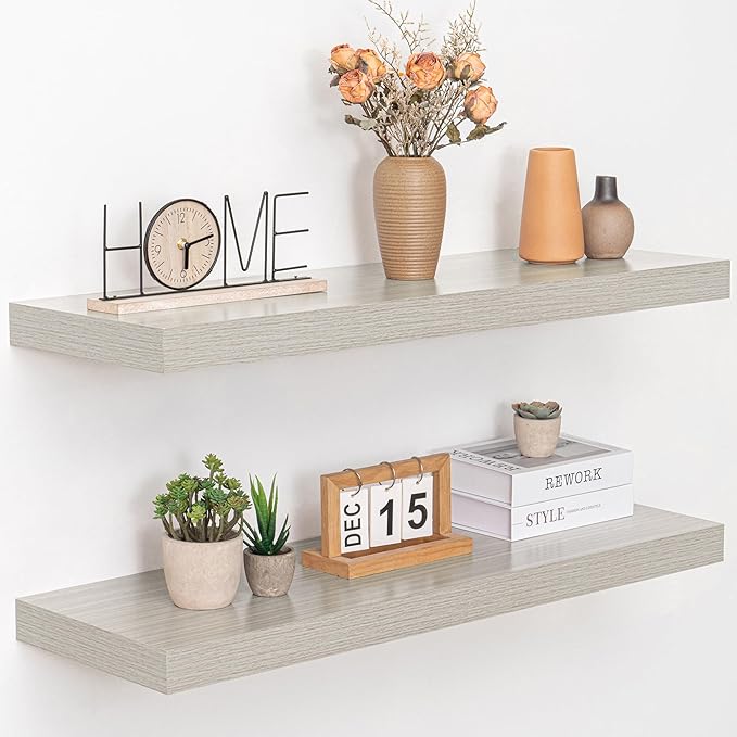 36 Inch Floating Shelves, 12" Deep Floating Shelf Wall Mounted, 36" Wall Shelves, Rustic Deep Bookshelf, Extra Deeper & Thick