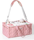 Extra Large Diaper Caddy Organizer – Big Nursery Storage Basket with Zipper Pocket, Shoulder Strap & Stroller Hooks, Water-Re