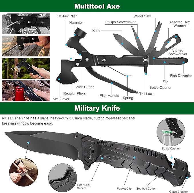 Emergency Survival Kit and First Aid Kit, 142Pcs Professional Survival Gear and Supplies Equipment with Molle Pouch, Gift for