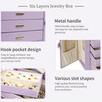 AKOZLIN Large Jewelry Box Organizer Functional with Big Mirror, Leather Jewelry Storage Case for Women Girls Ring Necklace Ea