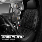 CAR PASS Thick Foam 3D Air Mesh Leather Car Seat Covers Front Seats Only, Luxury Breathable Premuim PU Leather Two Front Seat