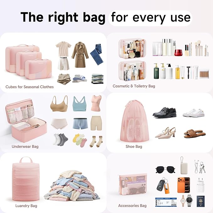11 Set / 9 Set Packing Cubes for Travel,Gifts for Women Mom Kids,TSA Approved Bags for Makeup, Cosmetic, Toiletry, Organizers