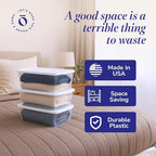 HOMZ 10-Pack Snaplock, Small Clear Plastic Storage Organizer Bins w/ Lids, 6 Quart, White - Stackable Container Boxes for Bed