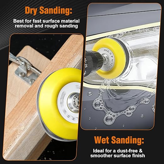 133 PCS Sanding Disc Drill Polishing Kit Sanding Attachment, 3 Inch Wet Dry Headlight Restoration Kit 60-10000 Grit Hook and 