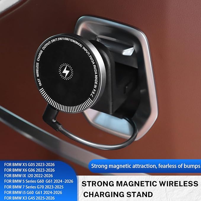 KUNGKIC for Car Headrest Tablet Holder for BMW X3 X5 X6 I20 G05 G06 G45 G60 G61 G70 Adjustable Tablet Car Mount for Back Seat Road Trip Essentials Black (Wireless Charging)