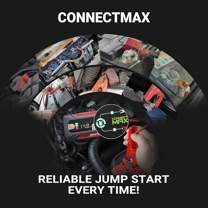 LOKITHOR JT400 2500A Portable Jump Starter with Battery Tester, 12V Car Battery Jump Starter for Up to 8.5L Gas or