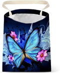Car Trash Bag Hanging No Snap Small Garbage Bag for Car Back Seat Cute Printed One-handed Strap Trash Bags Car Accessories-Blue Butterfly Car Trash Bags