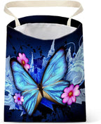 Car Trash Bag Hanging No Snap Small Garbage Bag for Car Back Seat Cute Printed One-handed Strap Trash Bags Car Accessories-Blue Butterfly Car Trash Bags