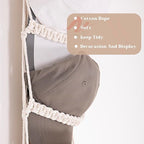 jontell Cap Holder-1 Pack Hat Organizer for Baseball Caps, Macrame Hat Rack for Wall, Cap Rack for Baseball Cap Display Boho 