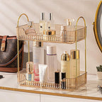 Aveniee Bathroom Counter Organizer, 2 Tier Perfume Skin Care Countertop Storage Shelf, Vanity Makeup Tray for Cosmetic Skinca