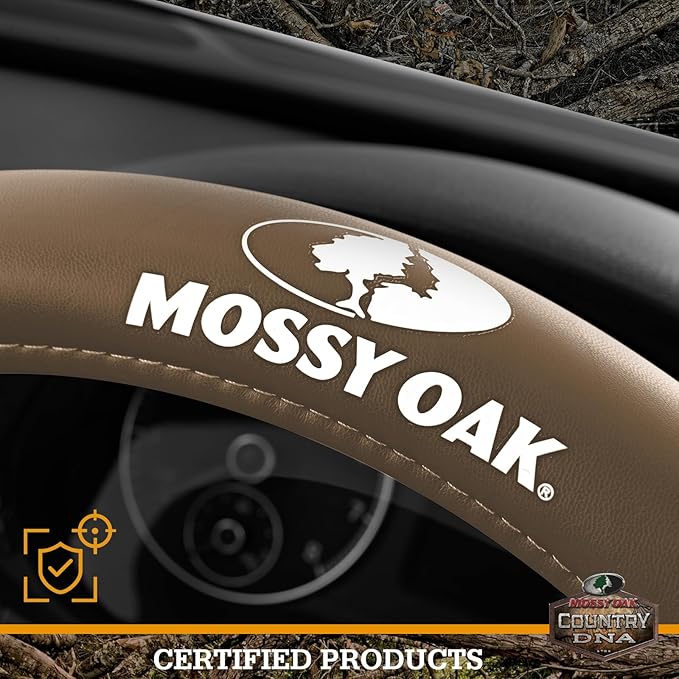Mossy Oak Camo Steering Wheel Cover, Durable Grip Car Steering Cover, Universal Fit 14.5"–15.5" - Made with Premium Beige PVC