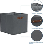 Temary Foldable Cube Baskets 4Pack - Grey, 13x15x13 Inch Fabric Storage Organizer Bins with Handles