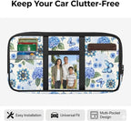 Boho Floral Car Sun Visor Organizer, Multi-Pocket Truck Visor Organizer Car Sun Storage Pocket Pouch Case Bag with Velcro Straps for Sunglasses, Cards, Pens and Document Machine Washable