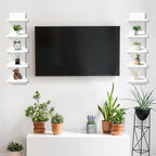 2 PCS 5 Tier Shelves for Wall, Decorative Wall Mounted Vertical Shelving Column Decor Mount Floating Storage Organizer Natura
