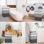 HomeHacks 2 Pack Large Laundry Baskets, Waterproof, Freestanding Laundry Hampers, Collapsible Clothes Hamper with Reinforced 