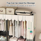Portable Foldable Wardrobe Closet with Cover, Metal Clothes Rack for Hanging Garments, Stylish Curtain Organizer for Bedroom,