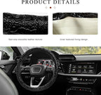 Sun Walker Leather Car Steering Wheel Cover, 15" Anti-Slip Crocodile Pattern Wheel Protector with Rose Grain, Comfortable Gri