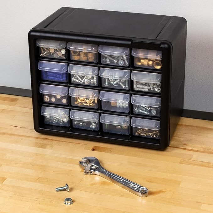 Akro-Mils 16-Drawer Plastic Drawer Storage Cabinet for Garage Organization, Beads, Makeup Organizer, Building Bricks Storage,