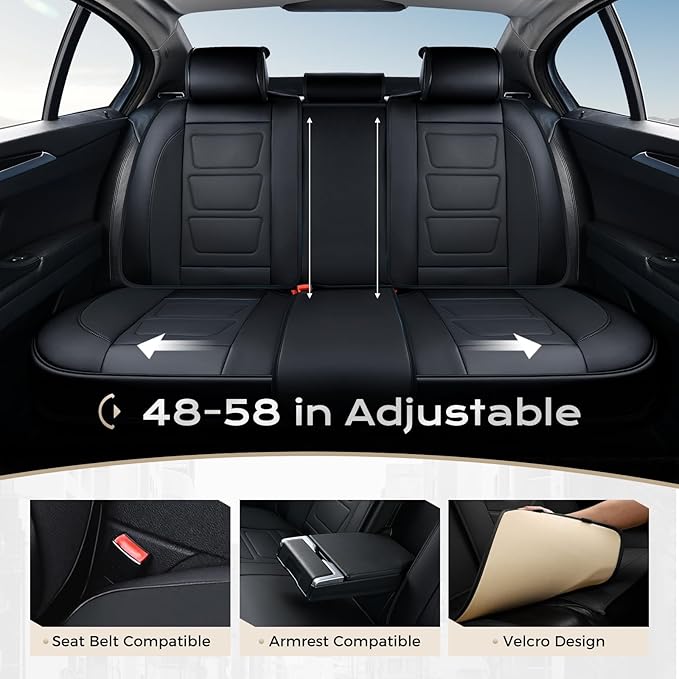 Coverado Car Seat Covers Full Set, Seat Covers for Cars, Front Seat Covers and Back Seat Cover Waterproof Leather Automotive 