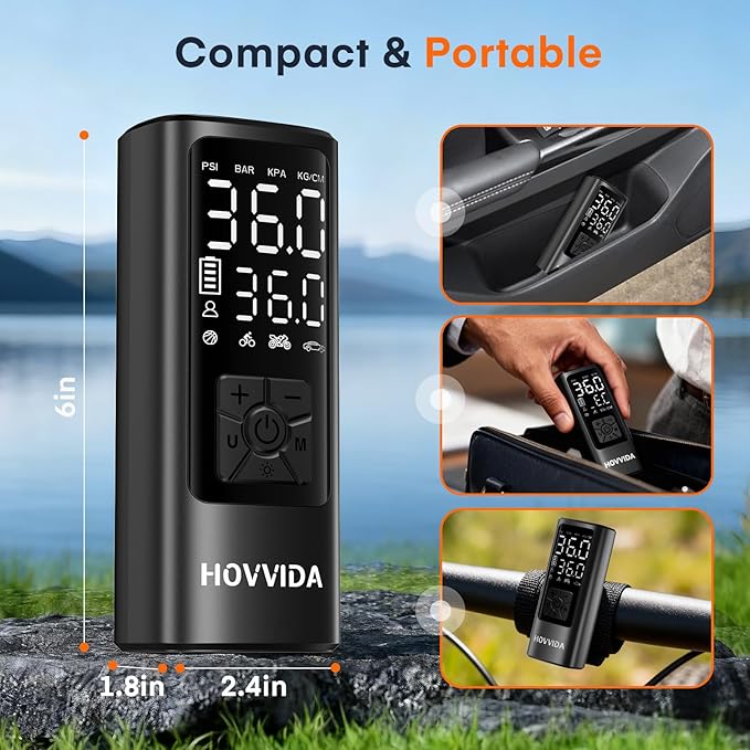 Tire Inflator Portable Air Compressor, Air Pump for Car Tires 150PSI with Digital Pressure Gauge, Auto Shut-Off, 3X Faster Inflation, Cordless Bike Pump for Car, Motorcycle, Bike, Ball