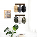 Mkono Hat Rack for Wall Wooden Baseball Caps Organizer with 20 Hooks Rustic Cowboy Hanger Mounted Hats Display Closet Bedroom