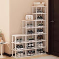 SAN HE Bamboo Shoe Rack 17 Tier- Vertical Shoe Rack for Small Spaces, Tall Narrow Shoe Rack Organizer for Closet Entryway Cor