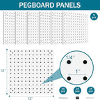 Peg Board Kit, Includes Pegboard and Accessories,with Hooks and Bins,Peg Board Wall Organizer for Office,Ornaments Display,Cr