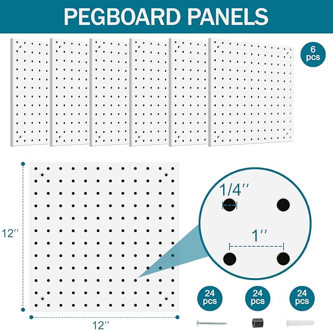 Peg Board Kit, Includes Pegboard and Accessories,with Hooks and Bins,Peg Board Wall Organizer for Office,Ornaments Display,Cr