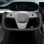 MEWANT Hand Stitched Tesla Model S Yoke Real Leather Steering Wheel Cover Wrap for Tesla Model S 2021-2023 / Model X 2021-2023 Tesla Yoke Steering Wheel Accessories(3D Style)