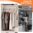 Pull Down Closet Rod, 32.68"-45.27" Width Adujstable Clothing Organization Rail with Dual Hydraulic Buffer, Back-mounted Ward