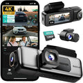 BOTSLAB 4K 3 Channel Dash Cam Front and Rear/Inside, 360°Dash Camera with 3.18" Touch Screen, Night Vision Dashcam, Voice Con