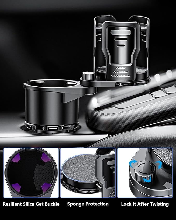 Cup Holder Expander for car 2 in 1 Multifunctional Car Cup Holder Extender Adapter with Adjustable Base Compatible with Hydro