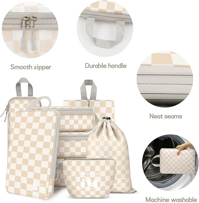 8 Set Compression Packing Cubes Travel, Lightweight Durable Packing Compression Cubes, Accessories Bags Packing Cubes for Tra