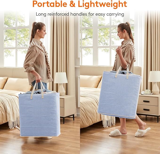 Lifewit 1 Pack Laundry Basket 100L Each, Collapsible Clothes Hamper with Reinforced Handles, Freestanding Waterproof Design f