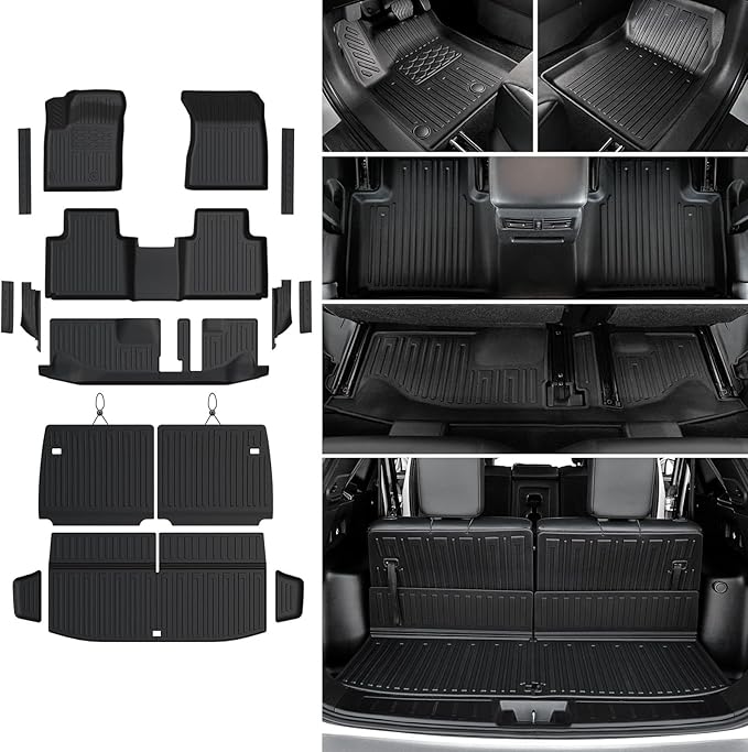 Floor Mats Cargo Mat Set for 2022-2025 2026 Mitsubishi Outlander (Not Fit Sport or PHEV), All Weather TPE Backrest Mat Trunk Mat Cargo Liner Accessories(Floor Mats+Backrest Mats+Cargo Mat)