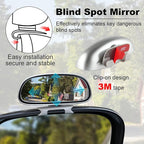 LivTee Clip on Blind Spot Mirror, HD Glass Frameless Convex Rear View Mirrors Exterior Accessories with Wide Angle Adjustable Stick for Car SUV and Trucks, Silver