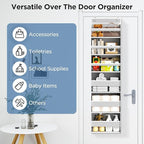 Mefirt Over The Door Organizer, 6 Shelf Door Hanging Organizers with 6 Large Capacity Pockets, Behind Door Storage Hanging Sh