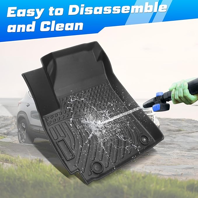 Sunsdrew Floor Mats for 2021-2026 Kia Seltos Accessories, All Weather Floor Liners 1st & 2nd Row Car Mats TPE Rubber Raised Edge