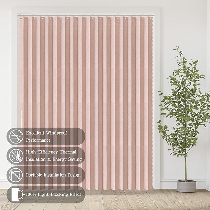 Jilron Accordian Door Curtain, 100% Blackout Folding Magnetic Doorway Curtains,Linen Style Closet Doors,for Room Divider,Priv